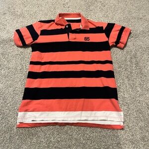 Striped Polo Shirt - Coral and Black